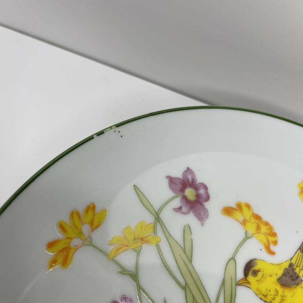 4 Vintage Snack Plates Garden Song 1977 Yellow Birds Mar-Lyn NO CUPS - Picture 3 of 9